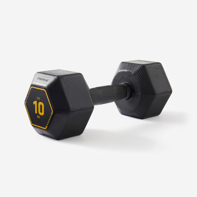 Haltère de cross training et musculation 10 kg - Dumbbell hexagonale noire, photo 4 of 3
