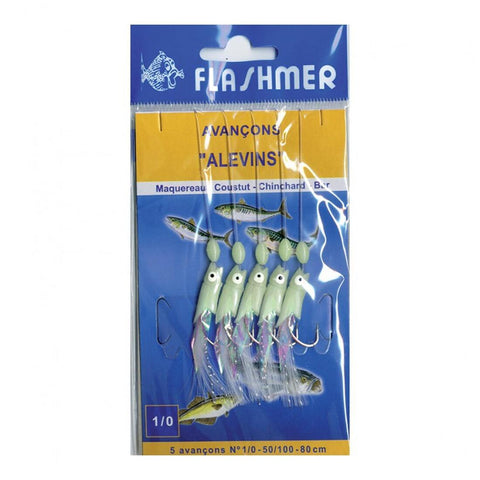 Bas de ligne Alevins phosphorescents 5 hameçons pêche en mer