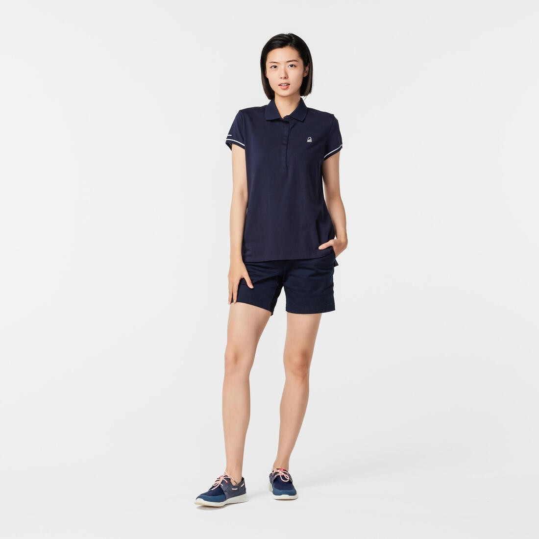 Polo Manches courtes Voile aventure 100 Femme Bleu