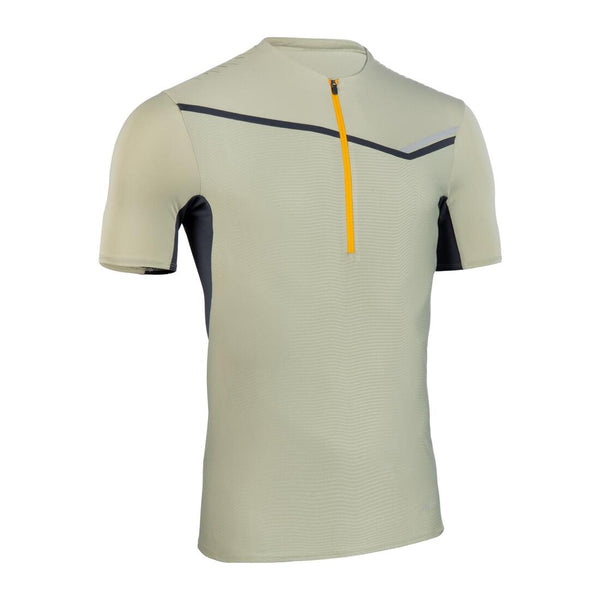 TEE SHIRT DE TRAIL RUNNING MANCHES COURTES ZIP HOMME BLANC