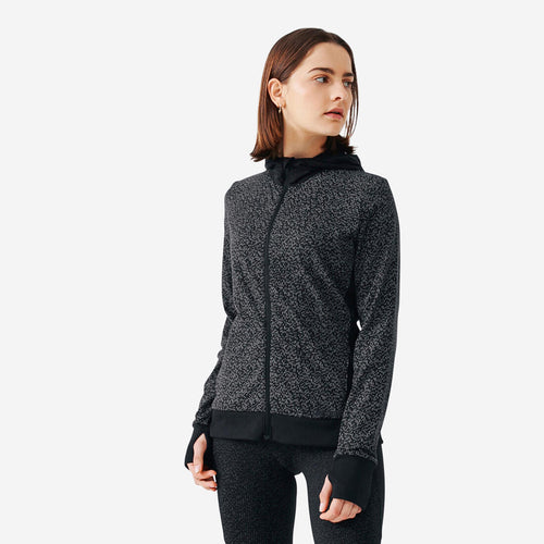 





Veste running à capuche femme - Warm noir motifs réfléchissants