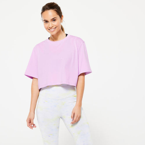 





T-shirt crop top femme - violet profond