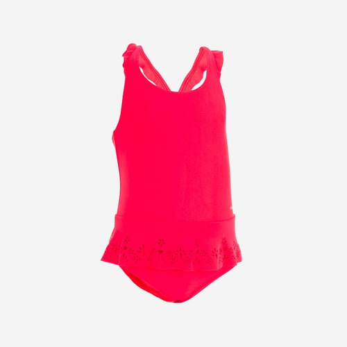 





Maillot de bain 1 pièce bébé fille jupette  rose et bleu imprimé