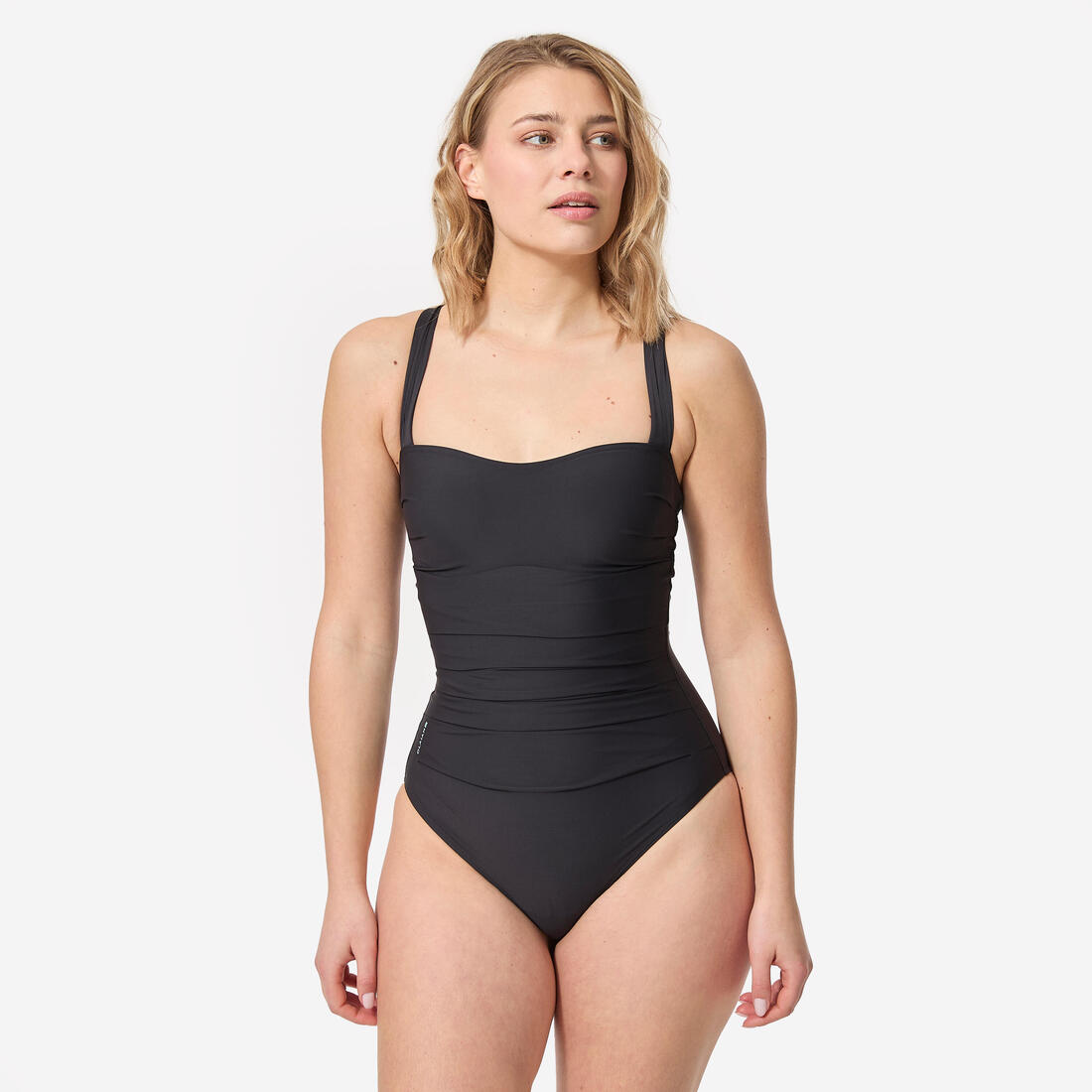 article en promo : Maillot de bain 1 pièce femme gainant à effet ventre plat dora noir