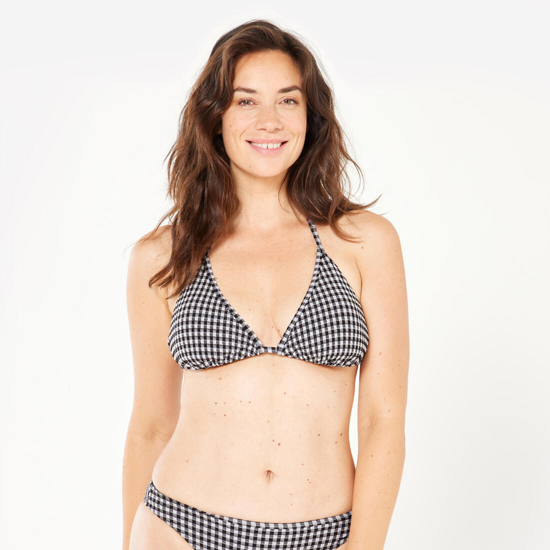 article en promo : Haut de maillot surf triangle texturé femme - mae vichy