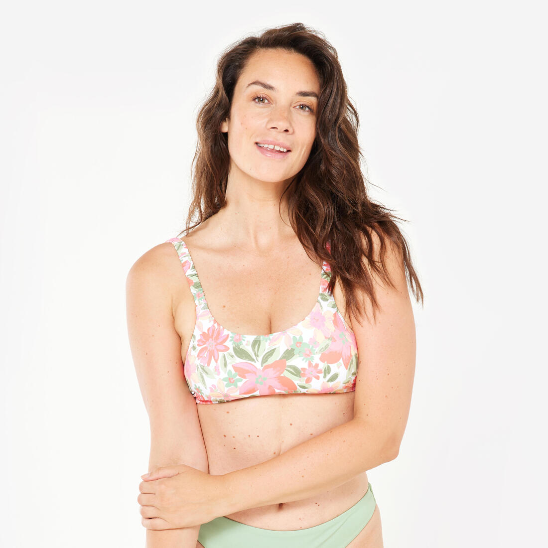 article en promo : Haut de maillot de bain fleuri brassière surf femme - roxy heyly