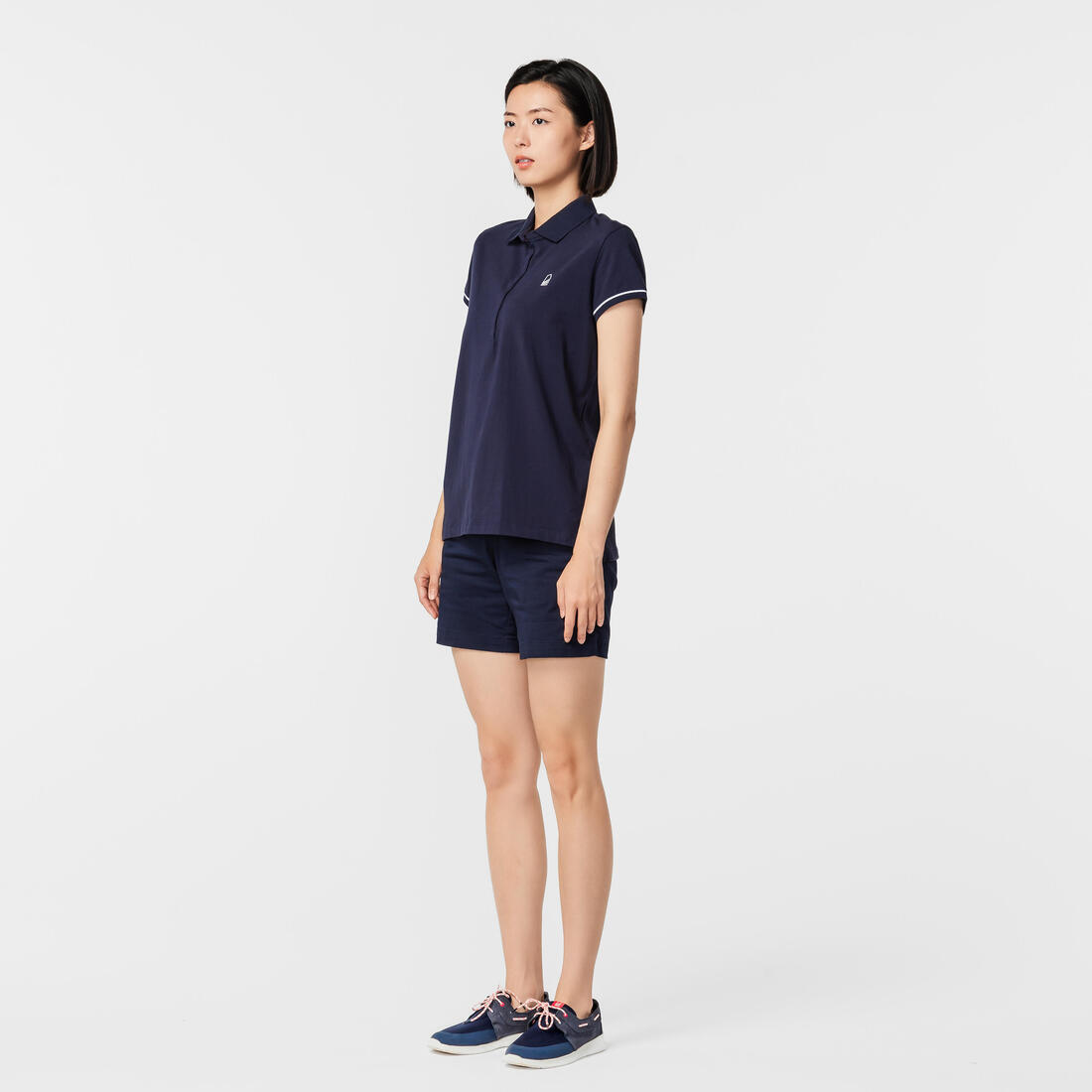 Polo Manches courtes Voile aventure 100 Femme Bleu