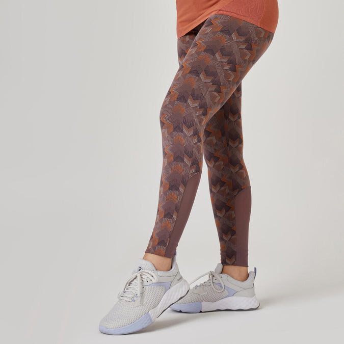 Legging fitness 7 8 coton extensible avec mesh femme Decathlon