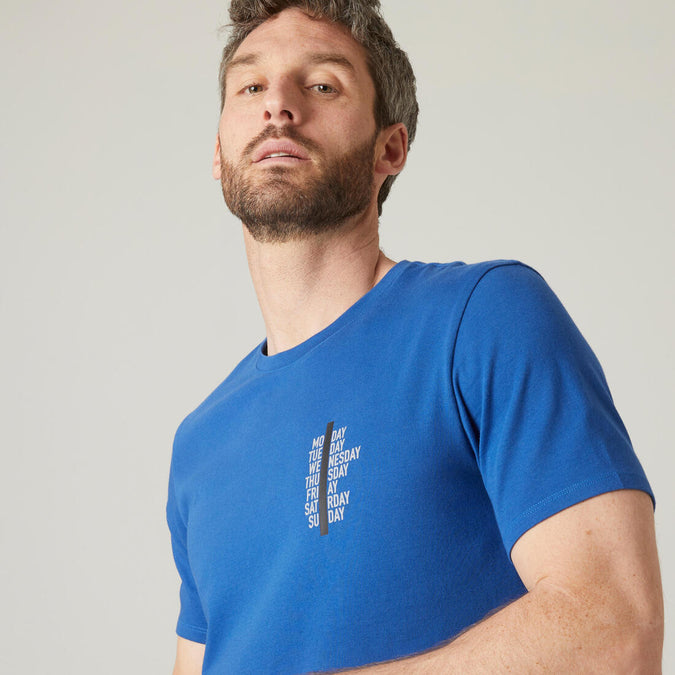 T-shirt fitness Sportee manches courtes slim coton col rond homme blanc  glacier - Decathlon