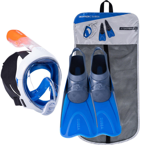 





Kit de snorkeling masque Easybreath palmes bleu Junior / Enfant