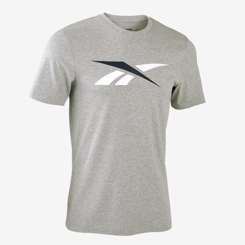 





T-shirt fitness manches courtes ajusté col rond coton homme - gris