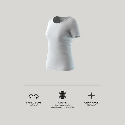 





T-shirt fitness manches courtes droit coton col rond femme