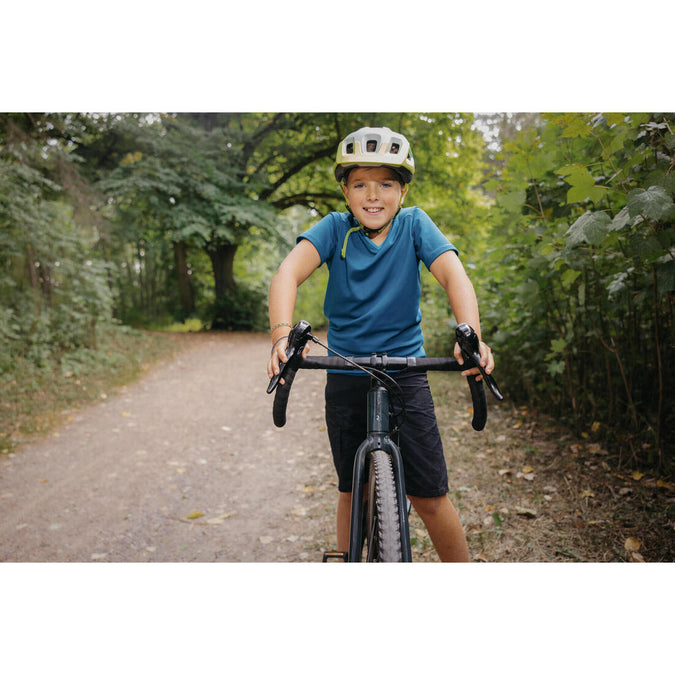 MAILLOT MANCHES COURTES VELO ENFANT 100 BLEU 7 13ANS Decathlon Guadeloupe
